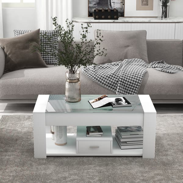 SONNENH Sofabord, Spånplade, Hvid, 100 × 50 × 40 cm