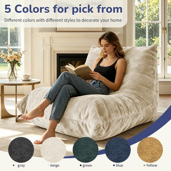 SONNENH Sittsäck, Chenille, Beige, 90 × 100 × 80 cm