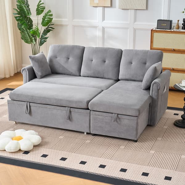 SONNENH Sovesofa, Chenille, Grå, 206 × 130 × 85 cm