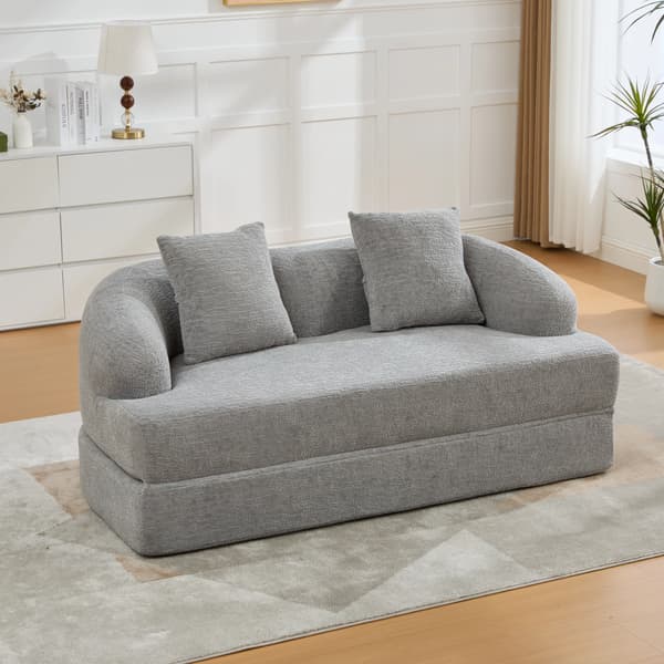 SONNENH Sovesofa, Chenille, Lysegrå, 157 × 84 × 65 cm