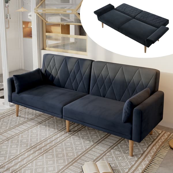 SONNENH Liten soffa, tvåsitssoffa, bäddsoffa, bäddsoffa med sovfunktion, bäddsoffa av sammetstyg, lämplig för vardagsrum, sovrum, hemmabio, gästrum