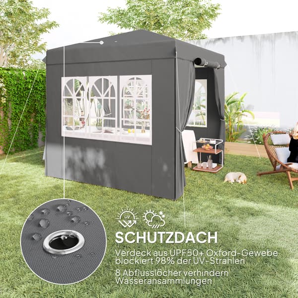 SONNENH Pavillon 2,5x2,5m, vandafvisende, stabil, vinterfast, pop-up foldbar pavillon, UV-beskyttelse 50+, foldbart festtelt