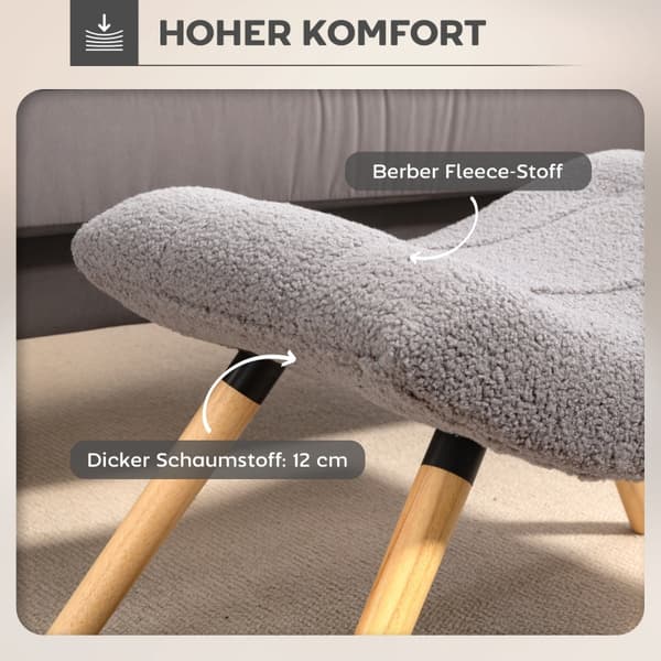 SONNENH Fotpall, Polyester, Ljusgrå, 67 × 45 × 38 cm