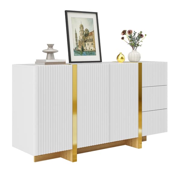 SONNENH Skænk, MDF / Spånplade, Hvid, 140 × 36 × 75 cm