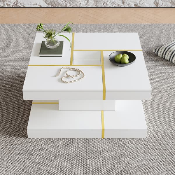 SONNENH Sofabord, Spånplade, Hvid, 80 × 80 × 38 cm