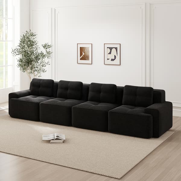 SONNENH Boneless Sofas för vardagsrum, Modular Sofa, 4 Seater Comfortable Upholstered Deep Seat Corduroy Cloud Sofa, Montering Gratis Soffa