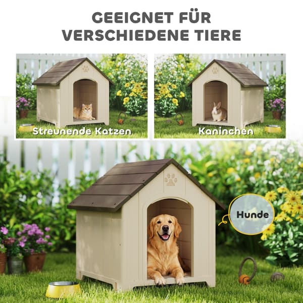 SONNENH Hundehus, Polyethylen, Beige, 88 × 79 × 89 cm