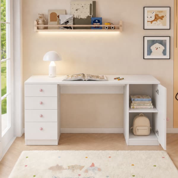 SONNENH Skrivebord, MDF, Hvid, 155 × 45 × 74 cm