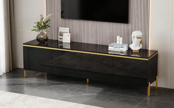 SONNENH TV-bord, Spånplade, Sort, 170 × 38 × 50 cm