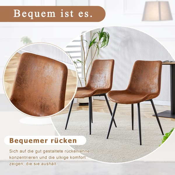 SONNENH 4 Piece Set Brown Breathable Tech Fabric Dining Chairs: Modern design med breddade sittplats