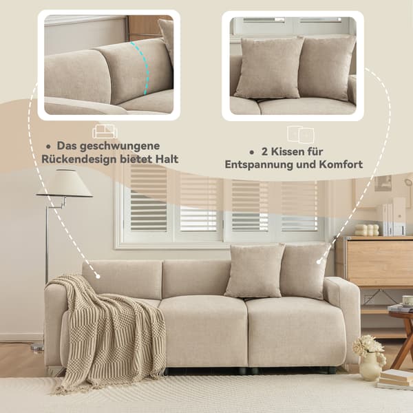 SONNENH Vanlig soffa, modern design, stoppade möbler, soffa, 3-sits soffa, vardagsrumsoffa, soffa med kuddar