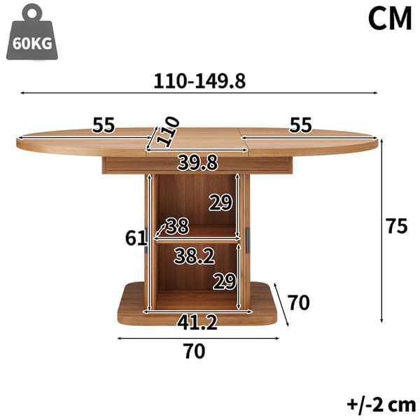 SONNENH Matbord, MDF, Träfärgad, 110 × 110 × 75 cm