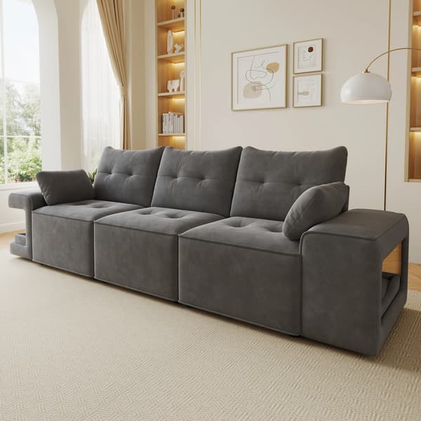 SONNENH Moderne modulær 3- sædersofa med brede armlæn, cloud sofa, integreret opbevaring, polstret kæledyr område