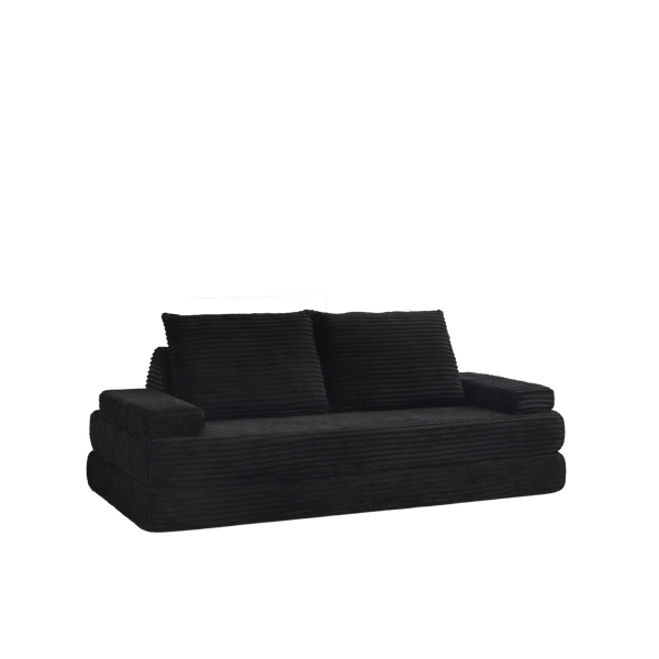 SONNENH Sofa, Fløjl / Skum, Sort, 211,5 × 106,5 × 62 cm