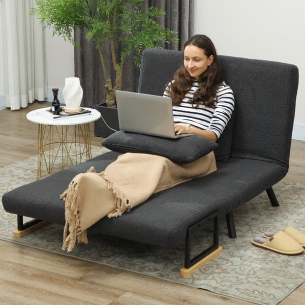 SONNENH Bäddsoffa, Tyg, Mörkgrå, 102 × 73 × 81 cm