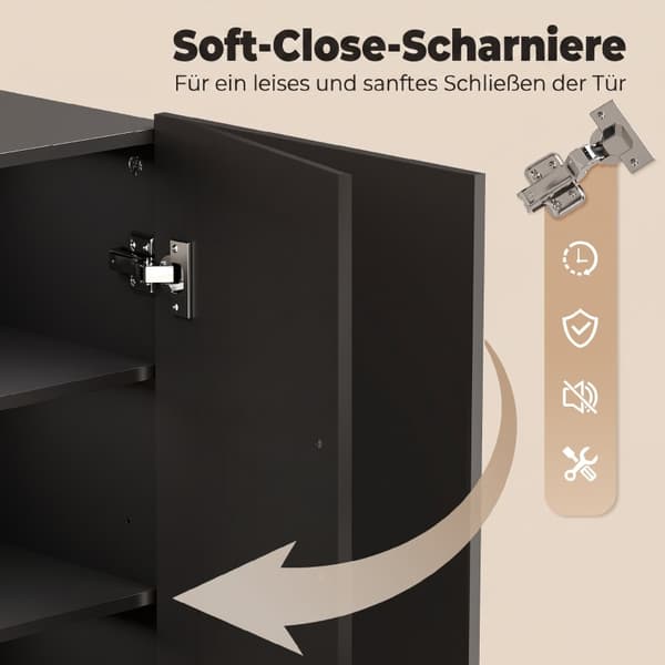 SONNENH Skoskab, MDF, Sort, 72 × 34,5 × 103 cm