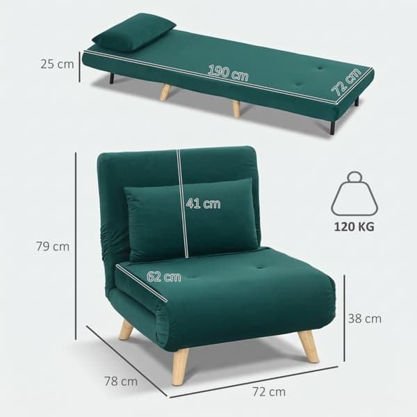 SONNENH Bäddsoffa, Polyester, Mörkgrön, 78 × 72 × 79 cm
