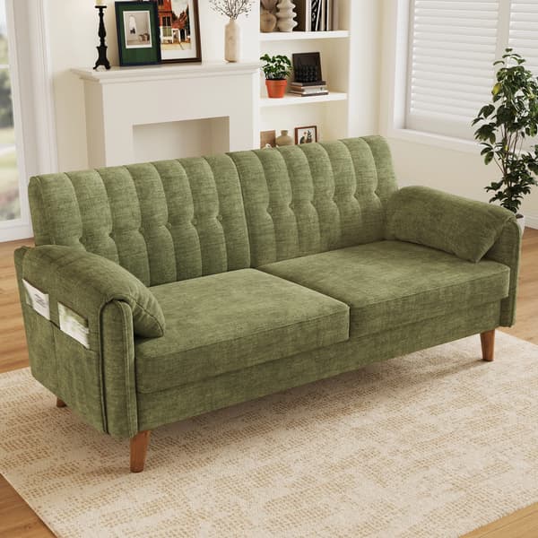 SONNENH 2-sitssoffa, Chenille, Grön, 161,5 × 79 × 83,5 cm