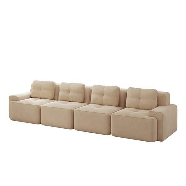 SONNENH Boneless Sofas för vardagsrum, Modular Sofa, 4 Seater Comfortable Upholstered Deep Seat Corduroy Cloud Sofa, Montering Gratis Soffa