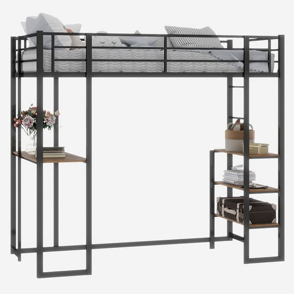 Køjeseng, 100 x 180 cm, sort, med opbevaring, med sengegavl