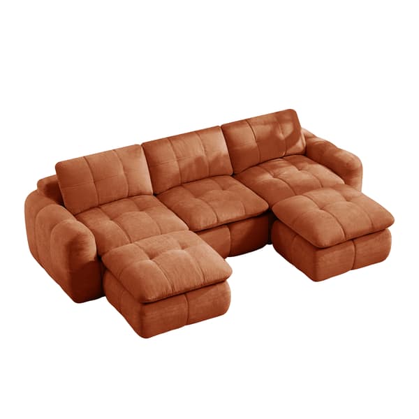 SONNENH U-formet sofa, Chenille, Orange, 264 × 160 × 68 cm