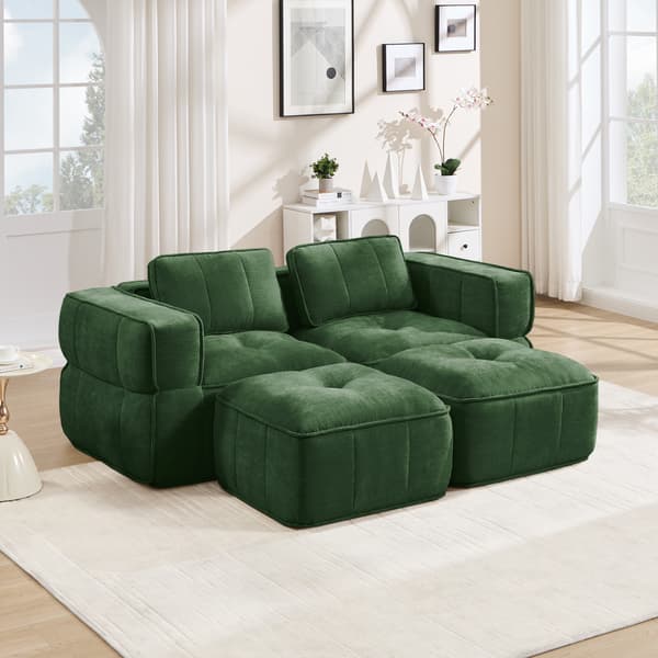 SONNENH 2-personers sofa – sæt med 2, Polyester, Grøn, 198 × 162 × 67 cm
