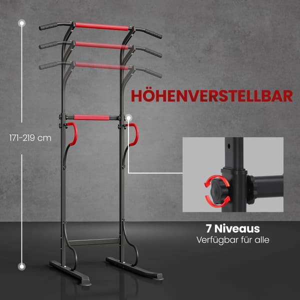SONNENH Power Tower Höjdjusterbar dipsstation med pull-up stång, sugkopp styrkestation för hemmet