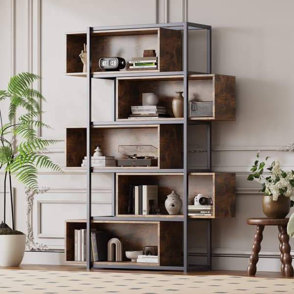 SONNENH Reol, MDF, Sort / Brun, 121 × 35 × 176 cm