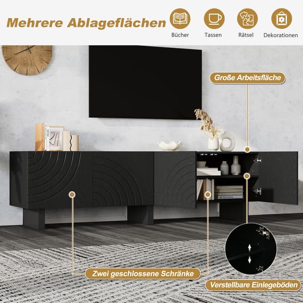 SONNENH TV-bord, Spånplade, Sort, 180 × 40 × 55 cm