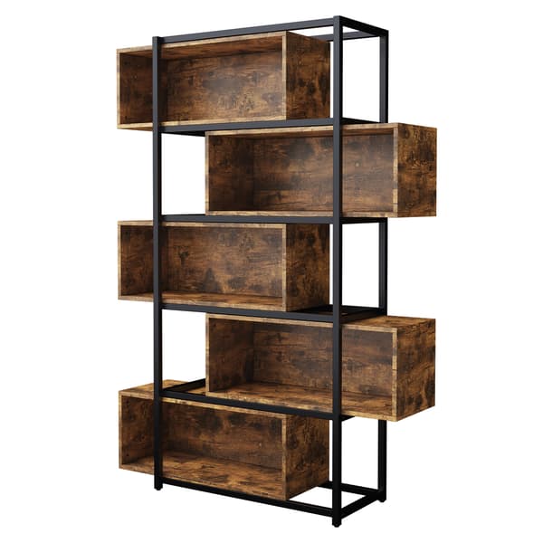 SONNENH Reol, MDF, Sort / Brun, 121 × 35 × 176 cm