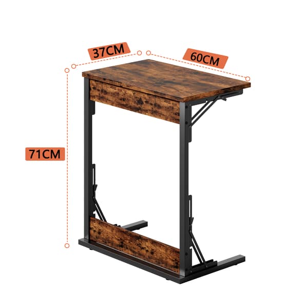 SONNENH Sidebord – sæt med 2, Jern / Spånplade, Rustik brun, 60 × 37 × 71 cm