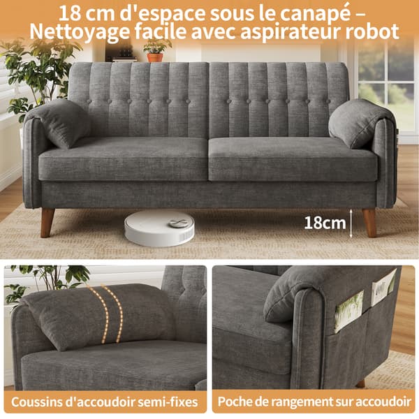 SONNENH 2-sitssoffa, Chenille, Ljusgrå, 161,5 × 79 × 83,5 cm