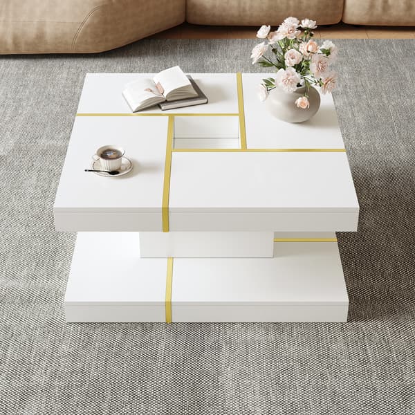 SONNENH Sofabord, Spånplade, Hvid, 80 × 80 × 38 cm