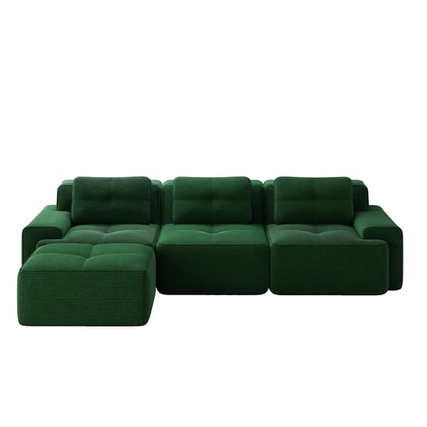 SONNENH Cloud Modular Sofa Boneless L Shaped Sofa, Modular Sofa med Ottoman, Modular Cloud Sofa, 3 Seater Corduroy Cloud Sofa för vardagsrum