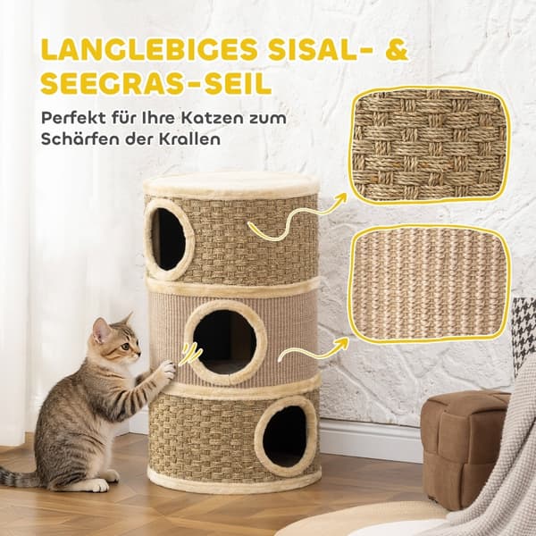 SONNENH Klöstunna för katt, Polyester, Khaki / Brun, 45 × 45 × 79 cm