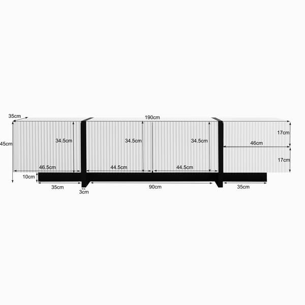 SONNENH 190 cm TV-skab med 3 døre, 2 skuffer