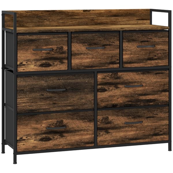 SONNENH Bryst med 7 stofskuffer, antispidser, lagerskabe, MDF-plader, brun