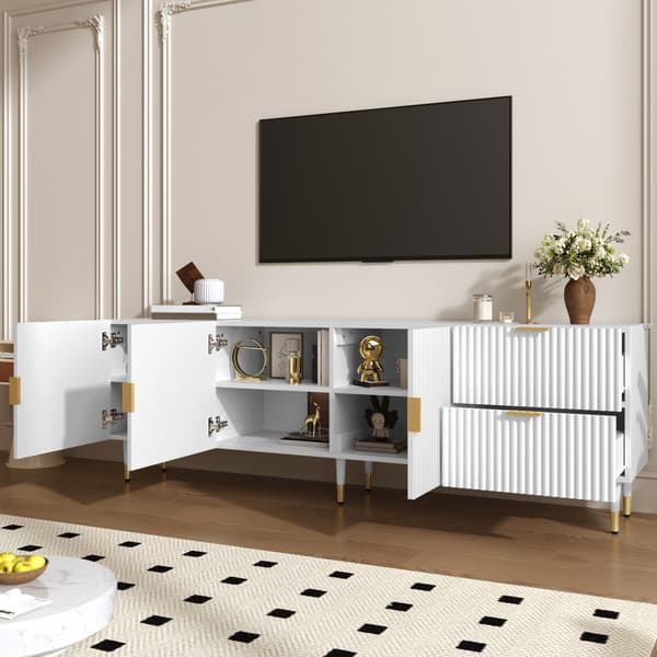 SONNENH TV-bord, MDF / Spånplade, Hvid, 170 × 35,5 × 55 cm