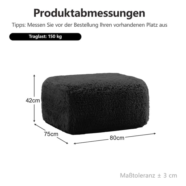 SONNENH Aviana Ottoman Plush -kangas - Musta