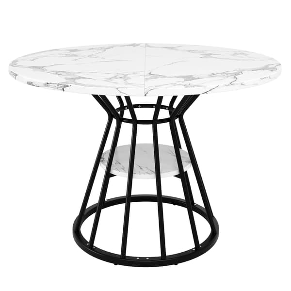 SONNENH Rund matbord (1 bit) Kök Table Breakfast Table Metal Legs Marble Pattern Gold / Black
