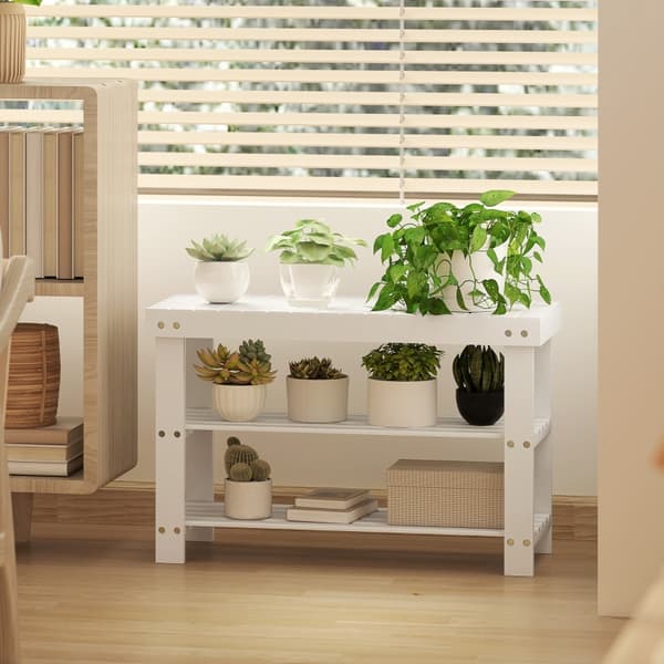 SONNENH Förvaringsbänk, Bambu, Vit, 70 × 28 × 45 cm