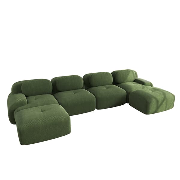 SONNENH Modulært U-sofa uden samling, rammefri sofa, åndbart kordfløjsstof, 32D højelastisk polstring, ekstra brede armlæn