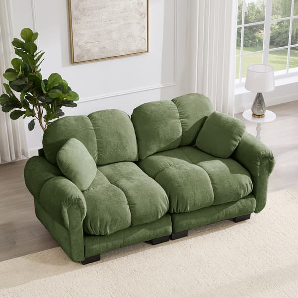 SONNENH 2-Sæder Chenille Sofa, Fine quiltet Design, Elegant stil, Modular Sofa, Tyk Sæde Cushions, Soft & Supportive, Ergonomisk Shaped Backrest