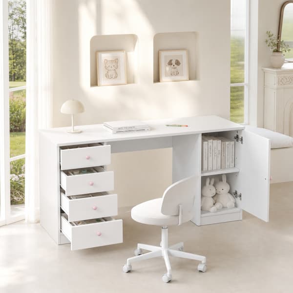 SONNENH Skrivebord, MDF, Hvid, 155 × 45 × 74 cm
