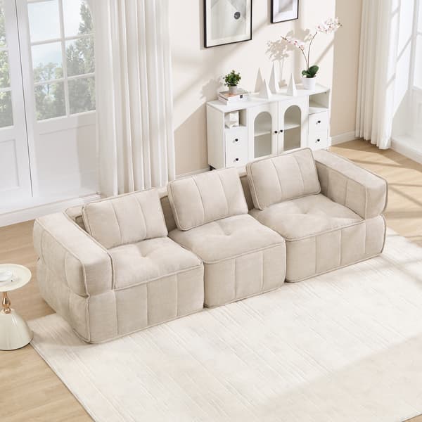 SONNENH 3-personers sofa, Polyester, Beige, 271 × 93 × 67 cm