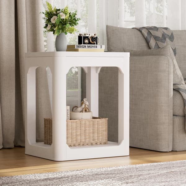 SONNENH Sidebord – sæt med 2, MDF, Hvid, 50 × 40 × 60 cm