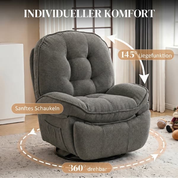 SONNENH Vilfåtölj, Polyester, Ljusgrå, 95 × 94 × 104 cm