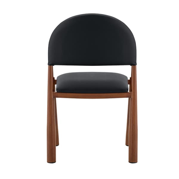 SONNENH Spisestuestol – sæt med 2, PU, Sort, 45 × 48 × 80 cm