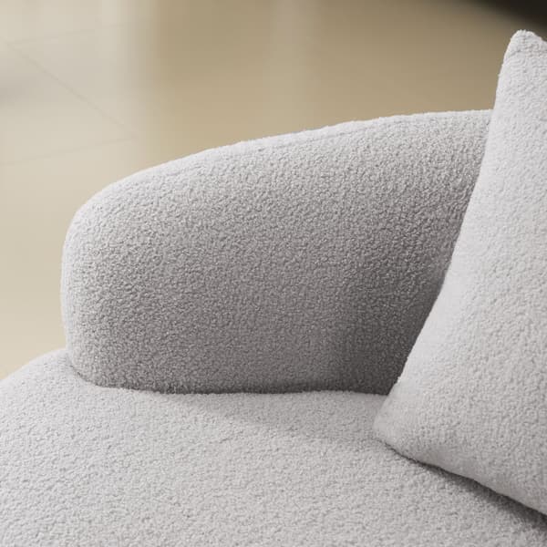 SONNENH Ljusgrå böjd dubbelssoffa, runda armstöd, kompressionssoffa med 2 kuddar, beige sovrumsoffa, ingen montering krävs