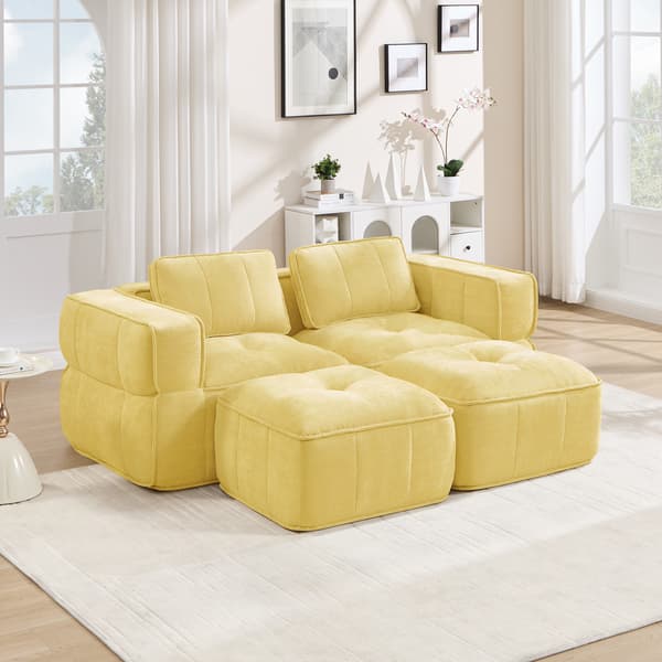 SONNENH 2-personers sofa – sæt med 2, Polyester, Gul, 198 × 162 × 67 cm